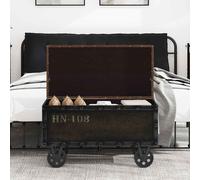 vidaXL Cassapanca in Legno Massello di Abete e Similpelle 80,5x41x50cm