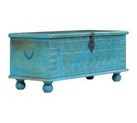 VIDAXL - Cassapanca in Legno Massello di Mango Blu 100x40x41 cm