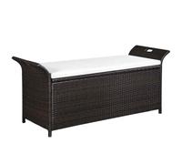 Cassapanca con cuscino 138 cm in polyrattan marrone