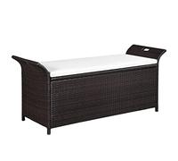 Cassapanca con cuscino 138 cm in polyrattan marrone