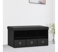 vidaXL Cassapanca Pieghevole Nera 76x38x38 cm in Simil Lino
