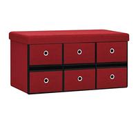 vidaXL Cassapanca Pieghevole Rosso Vino 76x38x38 cm in Simil Lino