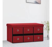 vidaXL Cassapanca Pieghevole Rosso Vino 76x38x38 cm in Simil Lino