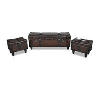 vidaXL Cassapanca Set 3 pz Marrone