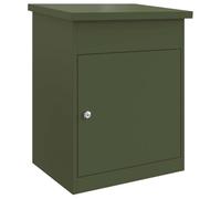 vidaXL Scatola per pacchi in acciaio verde oliva Materiale resistente alle intemperie, porta sicura con serrature a camme. Dimensioni: 44 x 35 x 59 cm. Finitura opaca, perfetta per uso esterno.