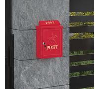 vidaXL Cassetta Postale da Muro con porta Rosso 29 x 13 x 41 cm