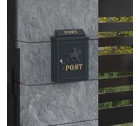 vidaXL Cassetta Postale da Muro con porta Verde 29 x 13 x 41 cm