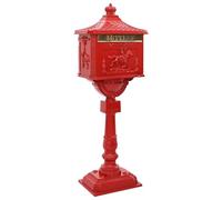 vidaXL Cassetta Postale Verticale con porta Rosso 42,5 x 29,5 x 117 cm, Cassetta postale vintage, impermeabile in alluminio, decorativa e funzionale, perfetta per l'esterno