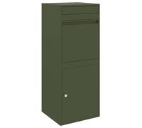 vidaXL Cassetta delle lettere in acciaio verde oliva, 41 x 38 x 103 cm, ideale per esterni, resistente agli agenti atmosferici, antiruggine, design moderno e rettangolare con coperchio a cerniera