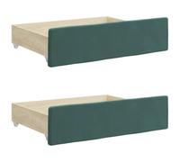 vidaXL Cassetti da Letto 2pz Verde Scuro Legno Multistrato e Velluto