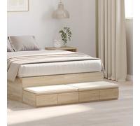 vidaXL Comodino in legno di quercia Sonoma, design moderno e minimalista per interni, con 4 cassetti, per camera da letto/soggiorno, 120 x 36,5 x 16,5 cm