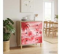 vidaXL Cassettiera AACHEN Stampa di palme rosa 66 x 36,5 x 75 cm