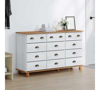 vidaXL Cassettiera Askim Bianca 79X40X133.5 cm Legno Massello Pino unità di Stoccaggio con 12 Cassetti Organizzatori Mobili Contemporanei Camera da Letto Multi per