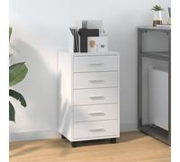 vidaXL Cassettiera con Ruote bianco lucido in Legno Multistrato