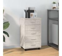 vidaXL Cassettiera con Ruote Grigio Cemento in Legno Multistrato