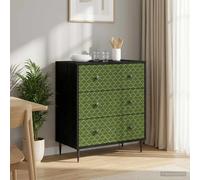vidaXL Cassettiera GELEEN Stampa geometrica smeraldo 66 x 36,5 x 76 cm
