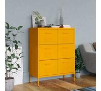 vidaXL Cassettiera Giallo Senape 80x35x101,5 cm in Acciaio