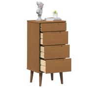 vidaXL Cassettiera MOLDE Caramello 40 x 35 x 82 cm, Camera, Soggiorno, Soluzioni in Legno di Pino, Cassettiera, Organizzatore Verticale, Stile Rustico, Design Moderno
