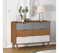 vidaXL Cassettiera MOLDE Marrone 113x40x80cm in Legno Massello di Pino