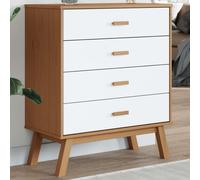AX Cassettiera Piedini Stile Scandinavo Serie OLDEN Bianco Marrone Arredo 358590