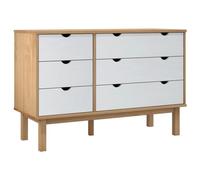 vidaXL Cassettiera OTTA Marrone e Bianco 111x43x73,5 cm Legno di Pino