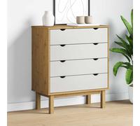 Cassettiera OTTA Marrone e Bianco 76,5x39,5x90 cm Legno di Pino