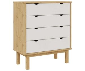 vidaXL Cassettiera OTTA Marrone e Bianco 76,5x39,5x90 cm Legno di Pino