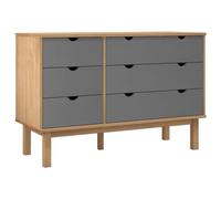 vidaXL Cassettiera OTTA Marrone e Grigio 111x43x73,5 cm Legno di Pino
