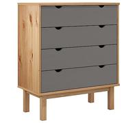vidaXL Cassettiera OTTA Marrone e Grigio 76,5x39,5x90 cm Legno di Pino