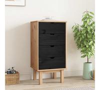vidaXL Cassettiera OTTA Nero 45 x 39 x 90 cm Legno Massello di Pino