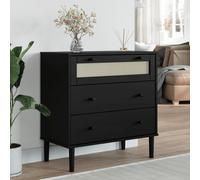 vidaXL Cassettiera SENJA Aspetto Rattan Nera 80x40x80 cm in Legno Pino