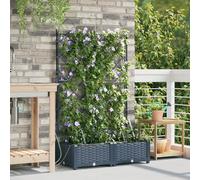 VidaXL Cassone Piante Regolabile Grigio 80x40x126 cm con Sistema Irrigazione Integrato per Balcone Giardino, Fioriera Modulare Esterno Interno Struttura