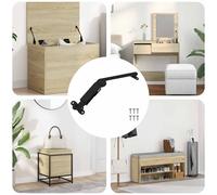 vidaXL Cerniera a supporto per coperchio 12 pcs Nero 192 x 32 x 50 mm, Cerniera metallica resistente, supporto coperchio per mobili, meccanismo a molla, componenti fai-da-te, finitura zinco