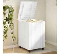 vidaXL Cesta Biancheria con Ruote Rana Bianca 45x45x64cm Massello Pino