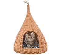 VIDAXL - Cesta Per Gatti Con Cuscino 40x60cm Teepee Salice Naturale