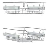 vidaXL Cestelli in Filo Metallico Estraibili 2 pz Argento 45 cm