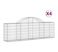 vidaXL Cesti Gabbioni ad Arco 4 pz 200x30x60/80 cm Ferro Zincato