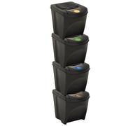 VIDAXL - Cestini per Rifiuti Impilabili 4 pz Antracite 100 L