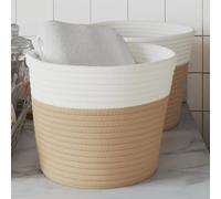 vidaXL Cestini Portaoggetti 2pz Beige e Bianco Ø24x18 cm in Cotone