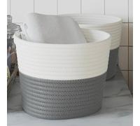vidaXL Cestini Portaoggetti 2pz Grigio e Bianco Ø24x18 cm in Cotone