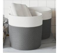 vidaXL Cestini Portaoggetti 2pz Grigio e Bianco Ø28x28 cm in Cotone