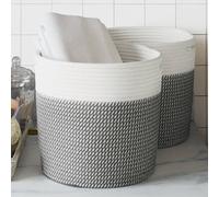 vidaXL Cestini Portaoggetti 2pz Grigio e Bianco Ø28x28 cm in Cotone