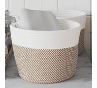 vidaXL Cestini Portaoggetti 2pz Marrone e Bianco Ø24x18 cm in Cotone