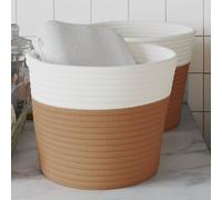 vidaXL Cestini Portaoggetti 2pz Marrone e Bianco Ø24x18 cm in Cotone