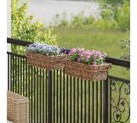 vidaXL Cestino Appendibile per Piante 2 pcs Marrone 48 x 22 x 15 cm