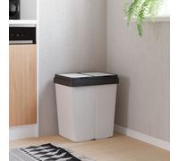 vidaXL Cestino Doppio Bianco 2x25 L, cestino da cucina, bidone, bidone doppio, cestino doppio da cucina, bidone da cucina, cestino per rifiuti