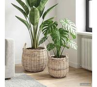 vidaXL Cestino per piante GENDT 2 pz Grigio naturale Rattan Kubu