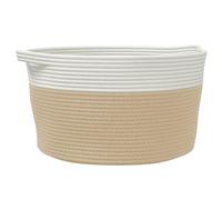 vidaXL Cestino Portaoggetti Beige e Bianco Ø40x25 cm in Cotone