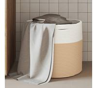 vidaXL Cestino Portaoggetti Beige e Bianco Ø40x35 cm in Cotone
