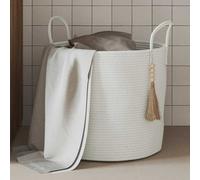 vidaXL Cestino Portaoggetti Bianco Ø40x35 cm in Cotone